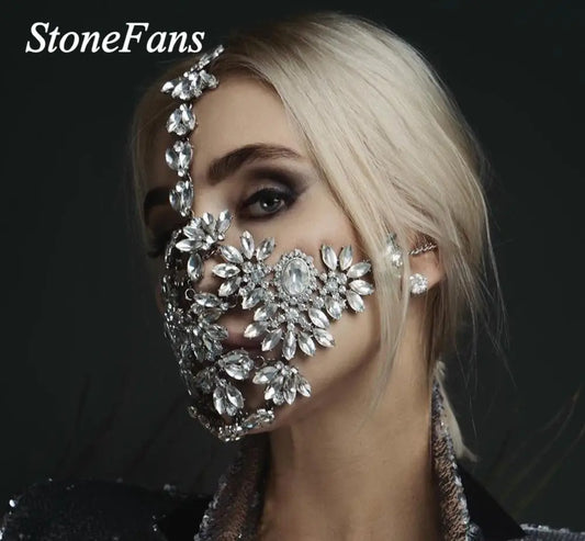Stonefans Exaggerated Halloween Crystal Mask. Handmade Rhinestone Bling