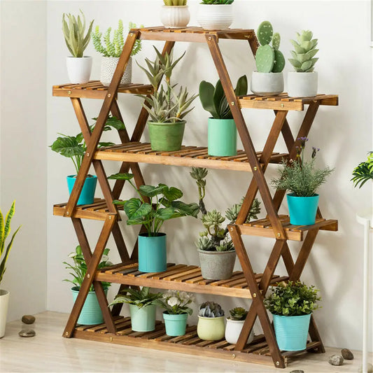 8 Tier Tall Large Capacity Wood Plant Stand