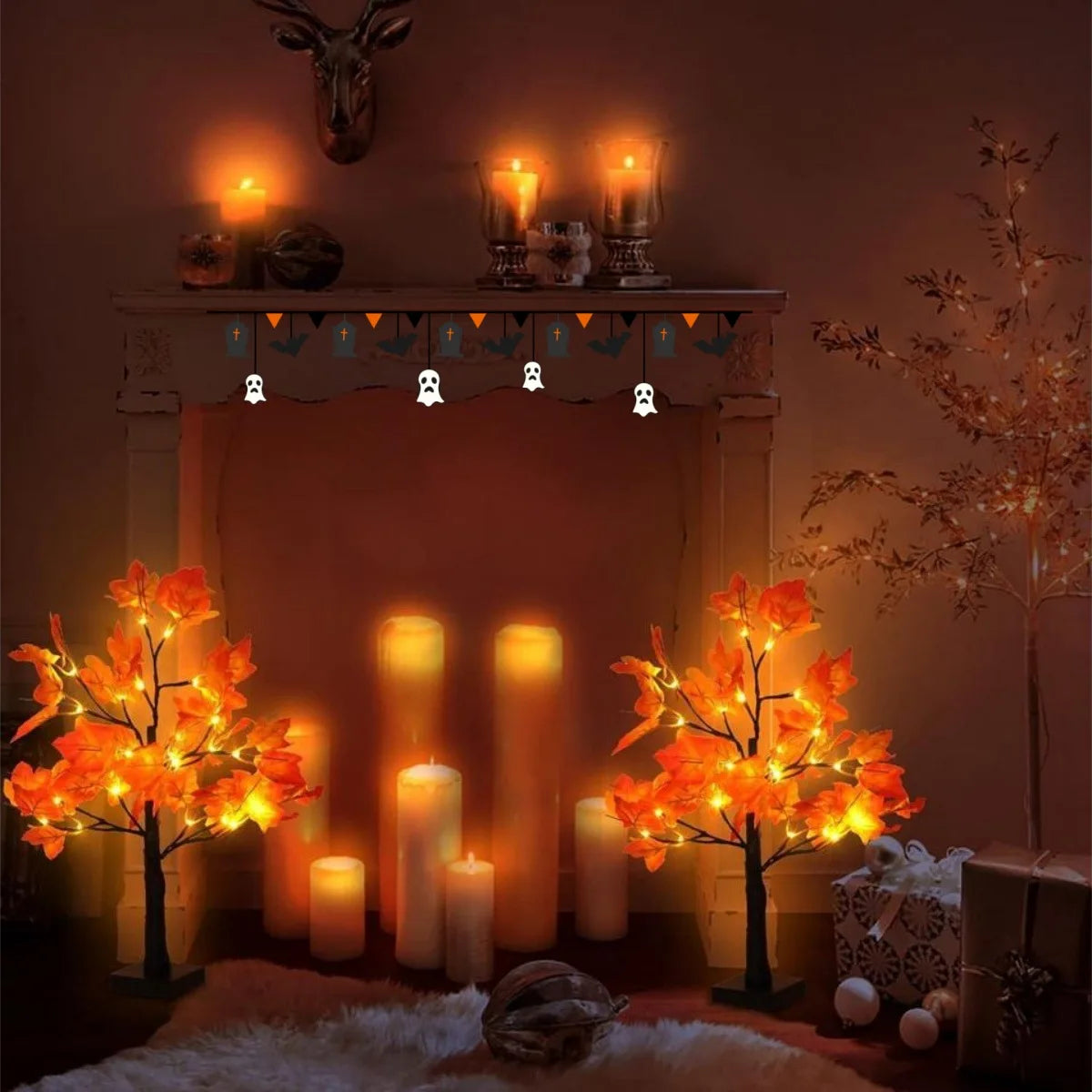 1pc 24 inch LED Artificial Black Birch Tree Light, DIY Branches, Table Lamp For Fall