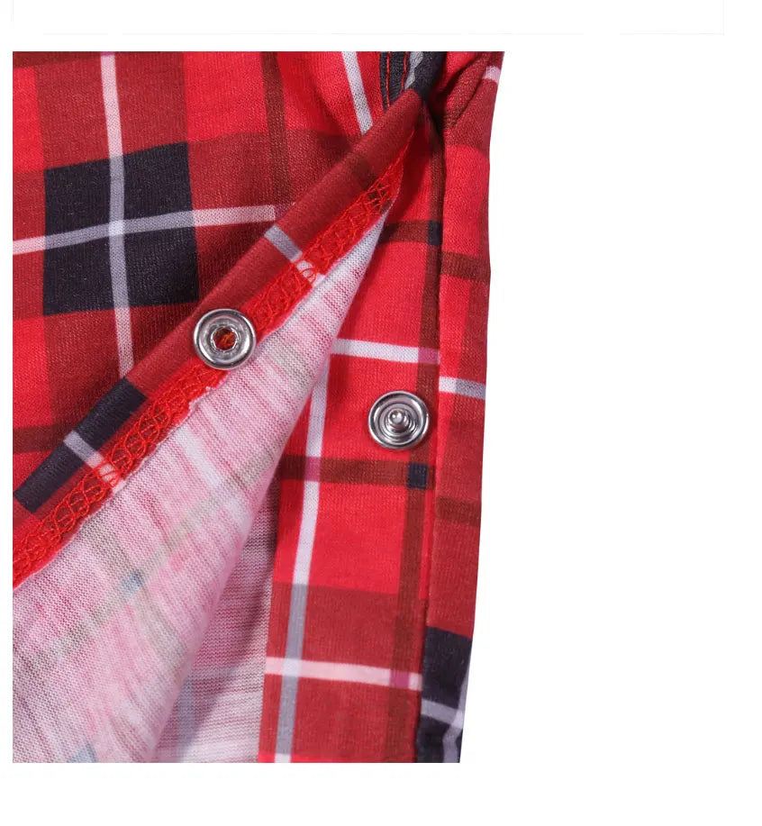 Family Christmas Pajamas Matching Sets Adult And Kids Red Plaid Button Shirts Tops+Pants Baby Romper Dog Pajamas too!!