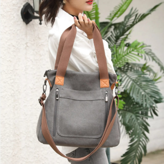 Versatile Handbag Large Capacity Canvas Casual Shoulder Crossbody Bag