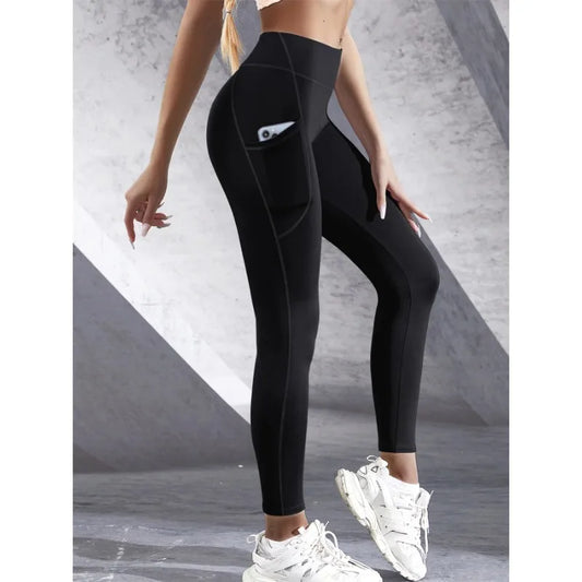High Waisted Leggings Stretch Yoga Pants With Pockets Fitness Sportswear