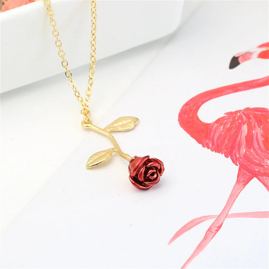 3D Rose Flower Necklace Unique Gift