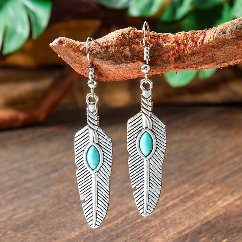 Vintage Tibetan Silver Geometric Turquoise Drop Dangle Earrings. 34 Variations