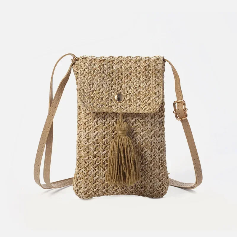 Straw Mobile Phone Shouder Mini Crossbody Bohemian Style