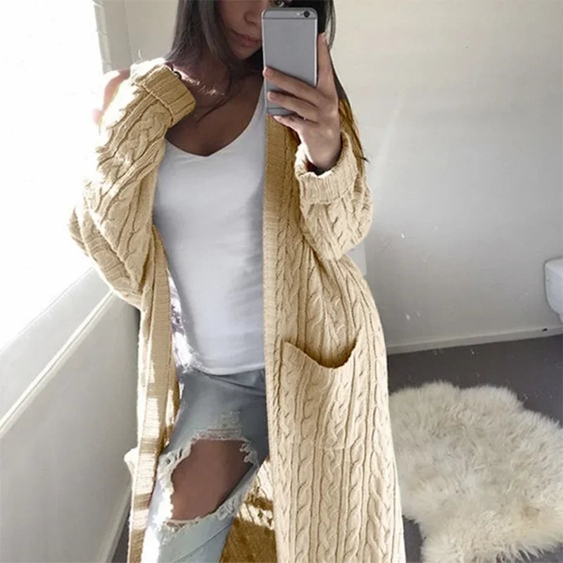 Grey, Pink, Yellow, and White Long Thick Cotton Cardigans