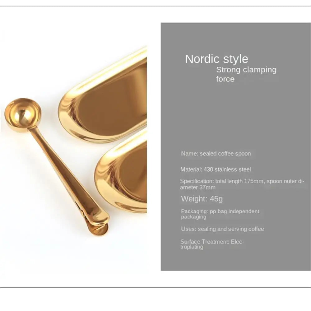 2-in-1 Stainless Steel Powder Measuring Scoop with Sealing Clip