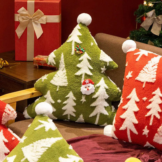 Christmas Tree Stuffed Throw Pillow or Square, Tree Printed Pillows