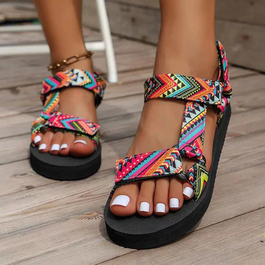 Boho Ankle and Toe Wrap for the perfect fit. Vivid Boho design. Rubber soles