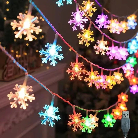 Christmas Snowflake LED String Lights in 3 colors of 6 different Lengths