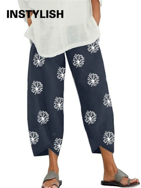 18 Solid and Patterned Cotton Linen Harem Pants, Wide Leg Trousers with Pockets