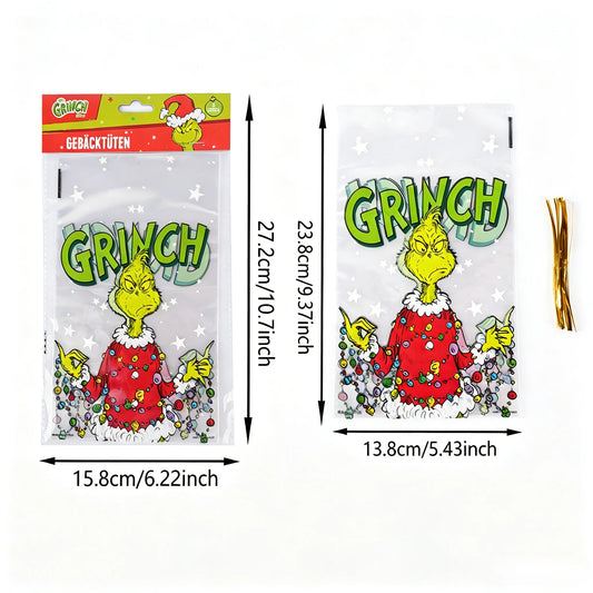 Grinch Christmas Gift Bags, Paper and Transparent, with Handles