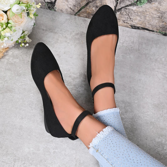 Retro Mary Jane Shoes, Black Low-Top Square-Toe Ankle Strap, Comfortable Soft-Soled Ballet Flats
