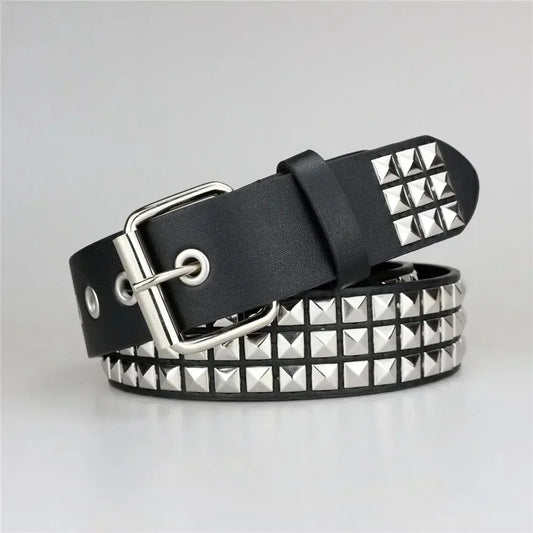 PU Leather Belt Riveted with Metal PyramidsPU. Available to buy in quantities of 3, 5, or 10 belts for resale