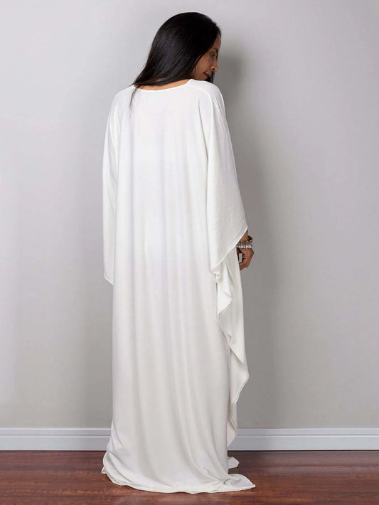 Oversized Caftan Dresses for SwimSuit Cover-up V-neck Batwing sleeves Loose fit Moroccan Caftan