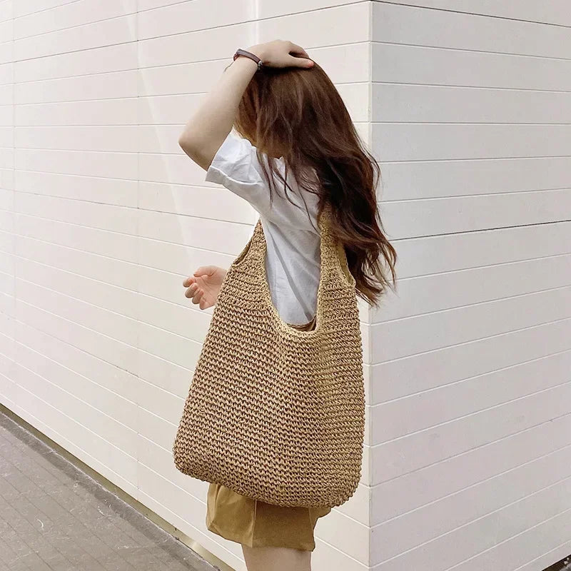 Recycled Paper Straw Over -the-Shoulder Handbags