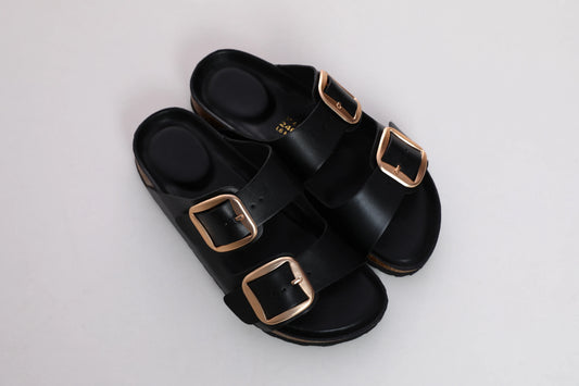 Comfortable Slip-Ons with Adjustable Buckle Straps and Open-Toe