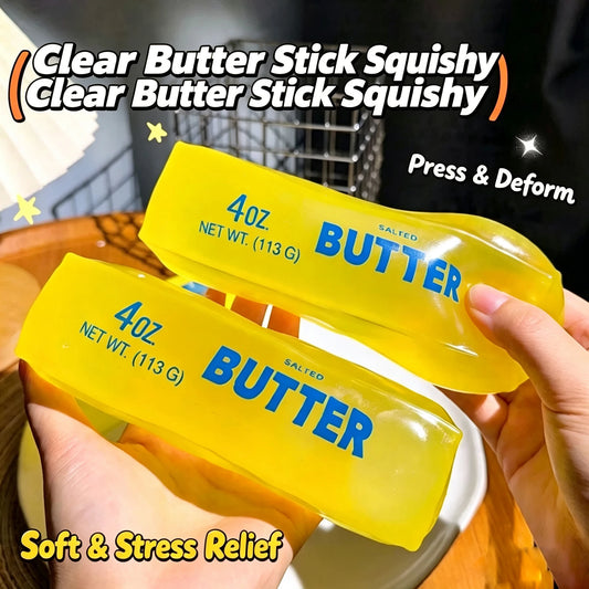Moldable Butter Stick Squishy Toy, Vaseline Filled Stress Relief Butter Cheese Bar Fidget Toy Decompression Vent Toy