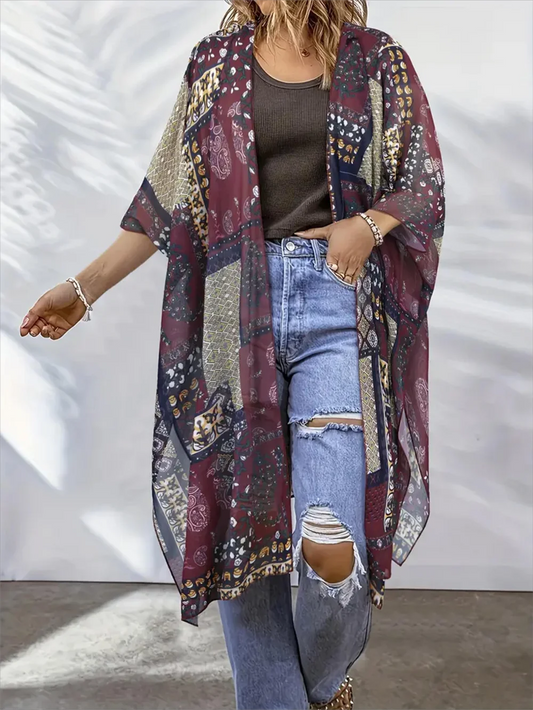 Plus-size Up to 5XL Bohemian-style casual cover-up for Streetwear or Casual Beach Cover-Up