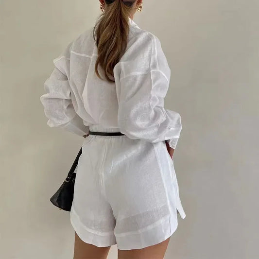 Long Sleeve 2-Piece Shorts and Shirt Outfit. 5 colors
