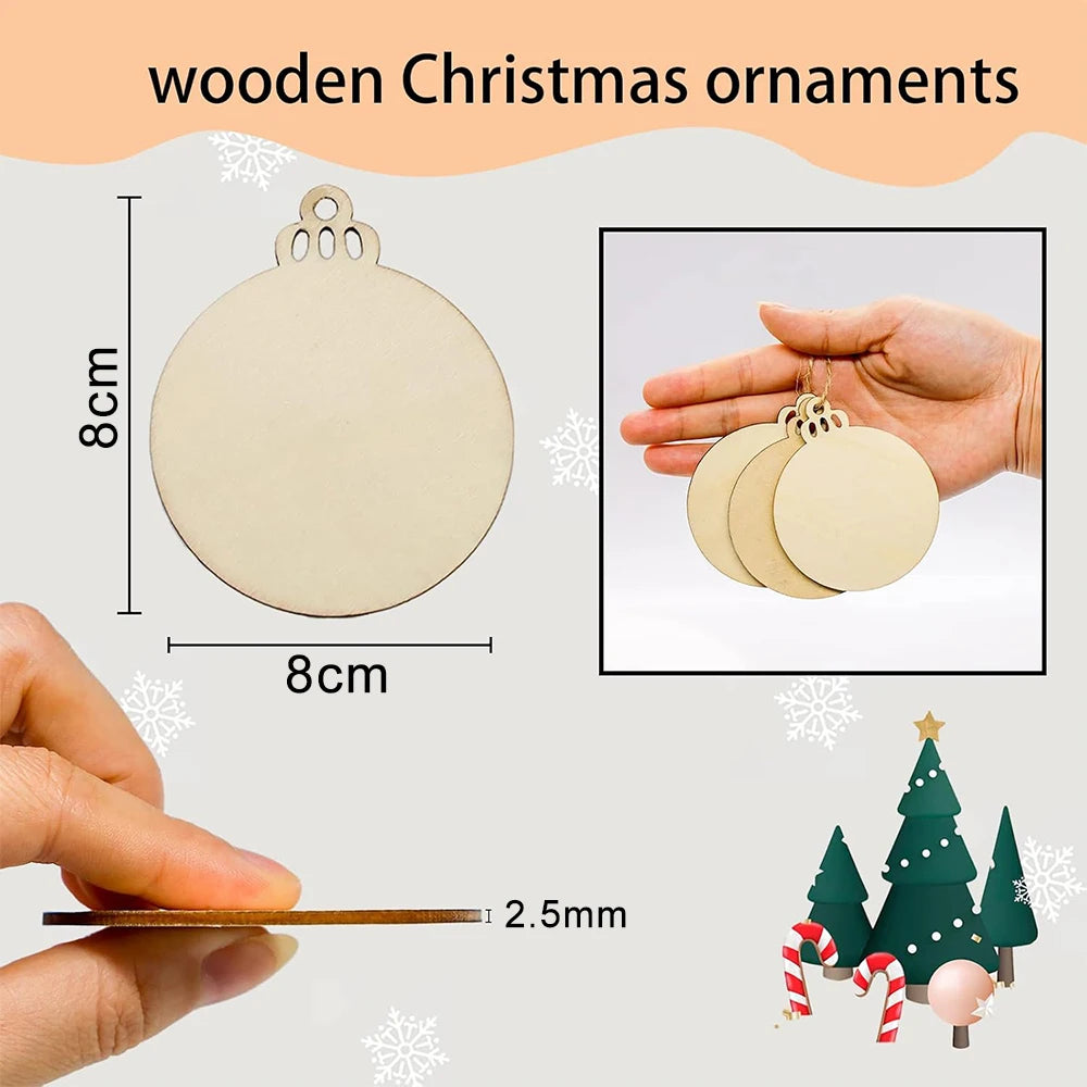 DIY Wooden Christmas Ornaments to Paint, Blank Wood Cutouts