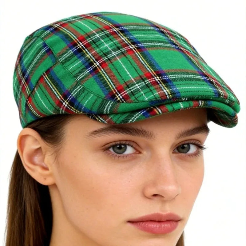 British Plaid Newsboy Cap, Cabbie Hat, Stylish Unisex Design 4 Colours