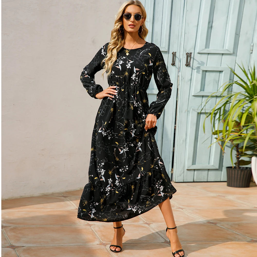 Bohemian Casual Full Sleeve High Waisted Maxi Dress. 20 different designs. S,M, L, XL