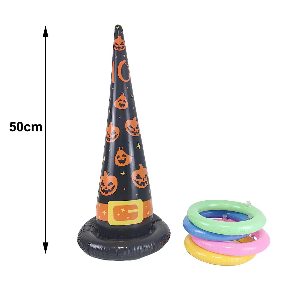 Halloween Theme Inflatable Ring Toss Game Spider Witch Hat Ring Toss Halloween Party Game