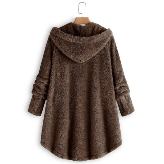 Winter Button Coat, Loose, Hooded, Plush Coat in 6 Colors