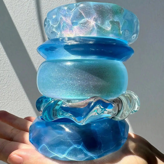 Blue Laser Gradient Irregular Resin Bracelet
