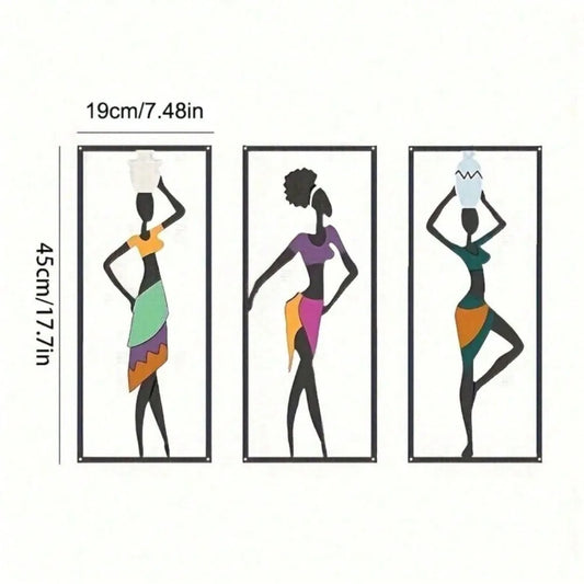 Boho Chic Bohemian Wall Hanging - African Dancer Sculpture, Mid-Century Fiber Art