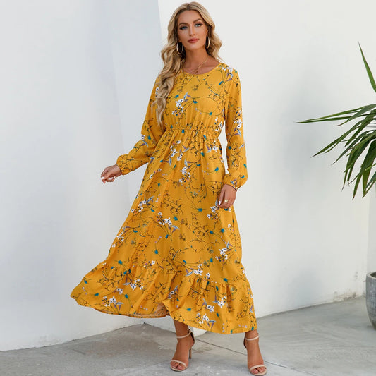 Bohemian Casual Full Sleeve High Waisted Maxi Dress. 20 different designs. S,M, L, XL