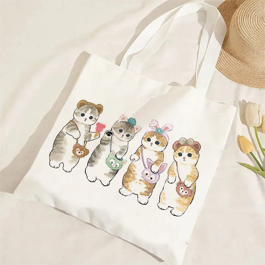 11 Designs of Cat Linen Shopping Bags, Large Capacity Shoulder Bags. Also great for Gift Bags