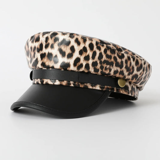 Vintage leopard print Berets, Flat Salior Hat