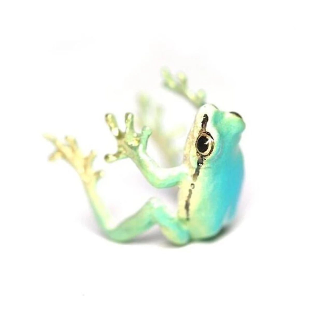 Green Enamel Frog Open Ring Adjustable Finger Jewelry