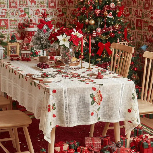 Embroidered Christmas and Spring Lace Tablecloth in 9 Designs