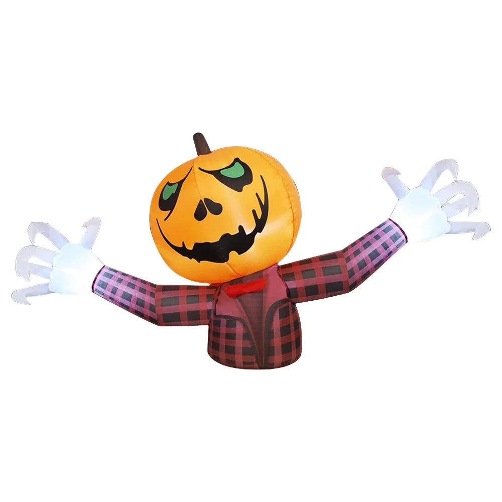 Inflatable 1.2M Halloween Pumpkin Wearing a Checkered Shirt