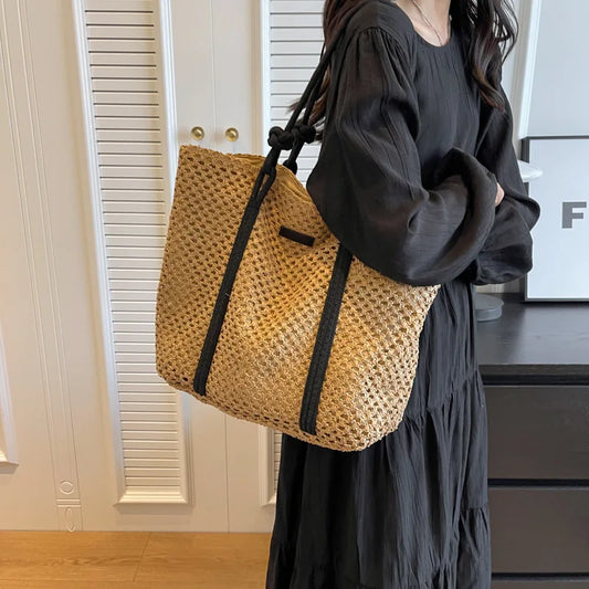 Straw Woven Handbag Tote Top-Handle Bags Underarm Shoulder Bags