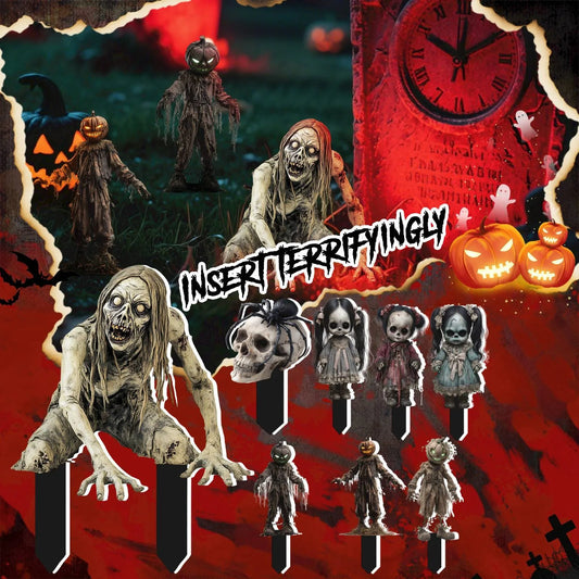 Halloween Thriller Plugin Courtyard Ornaments on Stakes. Each is approx 7 by 6 inches