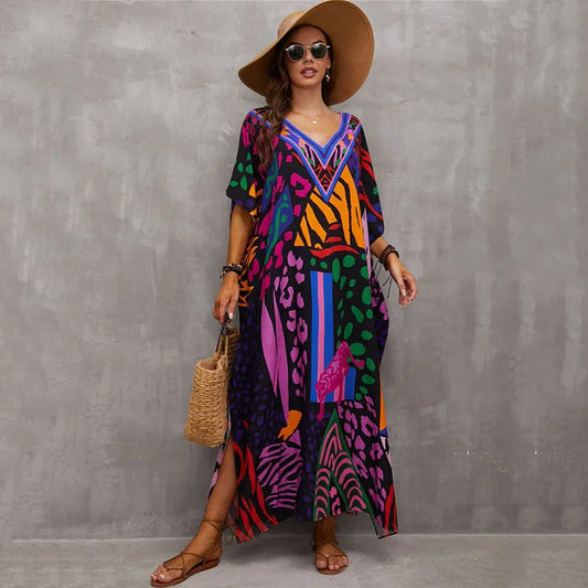 Plus Size Kaftan Dresses for Lounging or Cover-Up at the Beach. Several Designs