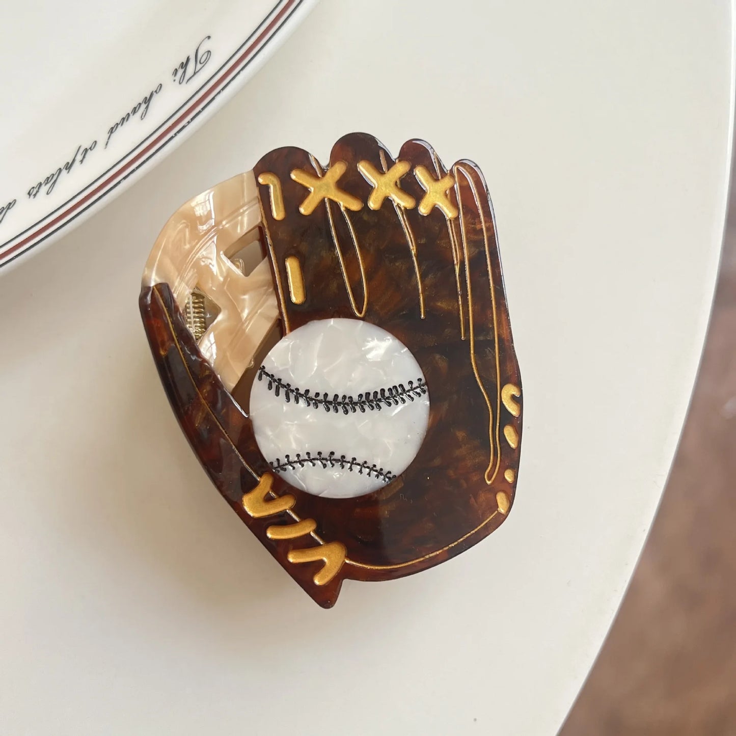 1pc American style baseball hair clip, fun baseball glove grip clip,