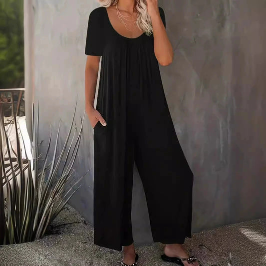 Sizes to 5XL Jumpsuit, Short Sleeve, U neckline, with pockets. 5 colors