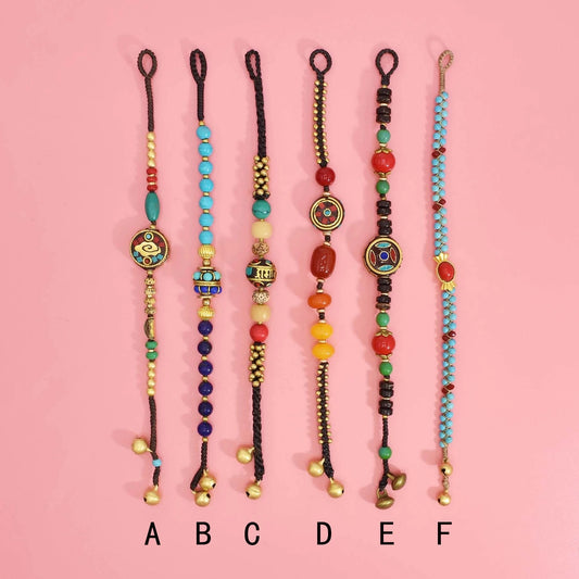 Boho Vintage Tibetan Ethnic Colorful Stone Bead Bracelets