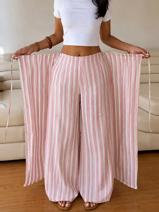 Boho Pallazzo Pants, Adjustable Waist, Wrap Pants, Loose, Floor Length