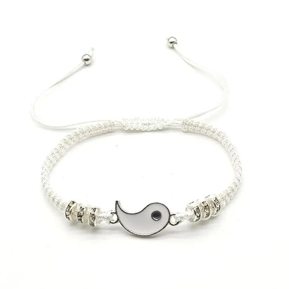2 PC Black White Tai Chi Bracelet on Adjustable Chain
