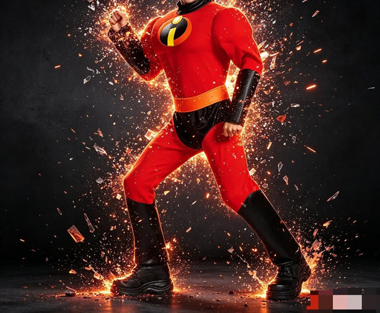 Halloween Incredible Cosplay Costumes Anime, Red Jumpsuit, Mask, Full Set Halloween Costumes.