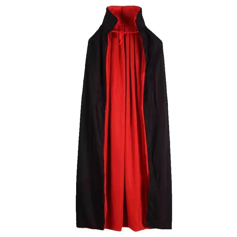 Halloween Women/Men's Hooded Cape Black and Red Reversible