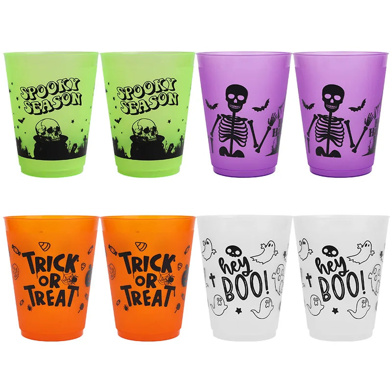 24Pcs Halloween Drinking Cups, Boo, Skeleton, Happy Halloween, Trick or Treat, and more for a Colorfully Spooky Halloween Party