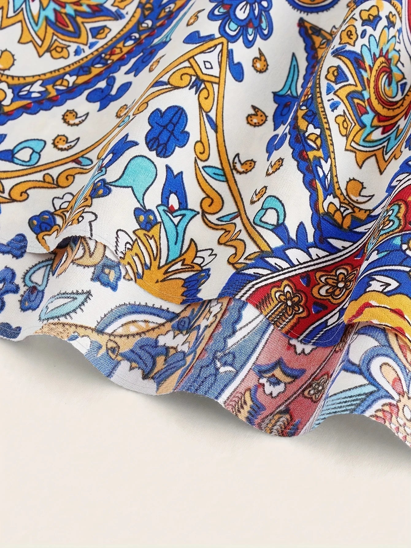 Paisley Print Swept Waist Spaghetti Straps Maxi Dress sizes to 2XL