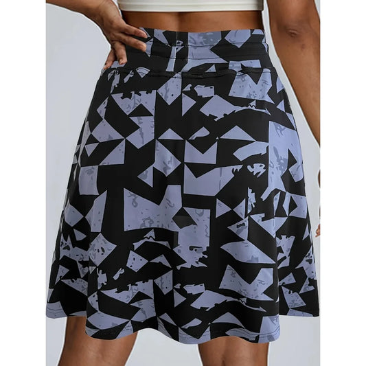Sizes 1XL-5XL High-Waisted Slim-Fit, A-Line Printed Skorts, A-line Mini Skirt with a Phone Pocket